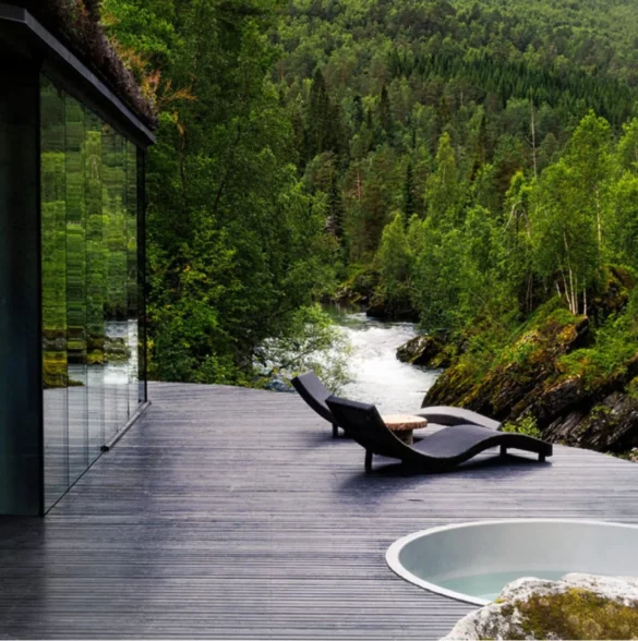 Guests can soak up serene forest views at Juvet Landscape Hotel. Photo: Handout