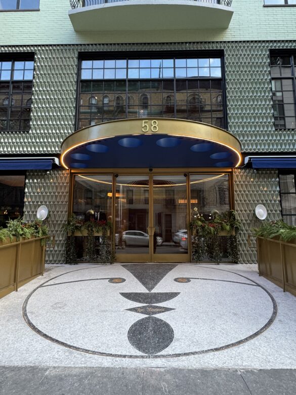 The Manner Hotel entrance floor medallion with geometric pattern