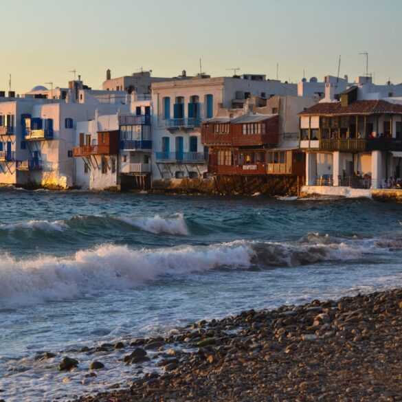 Little Venice, Mykonos, at sunset
